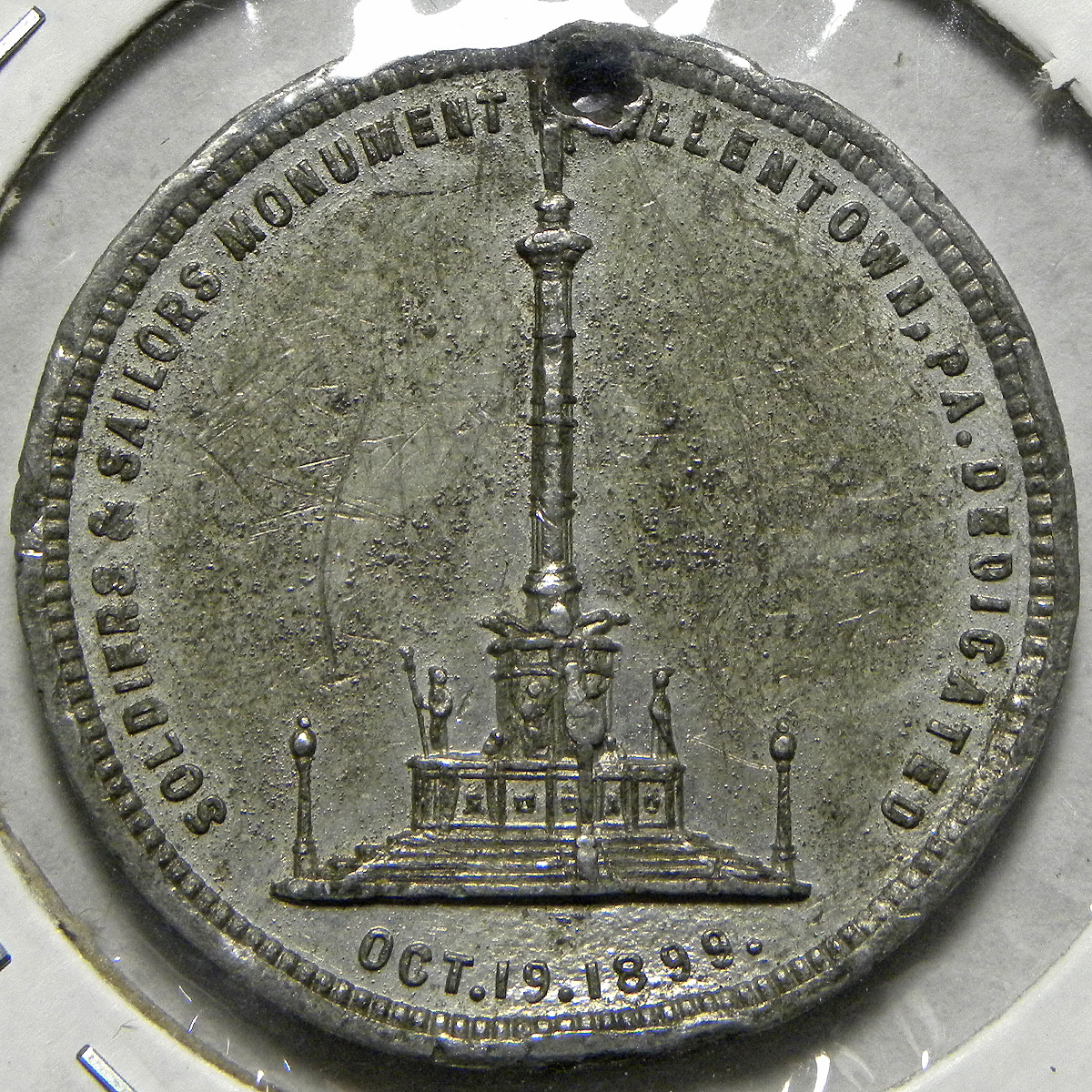 Soldiers & Sailors Monument, Allentown, Pa., 1899 medal (obverse)