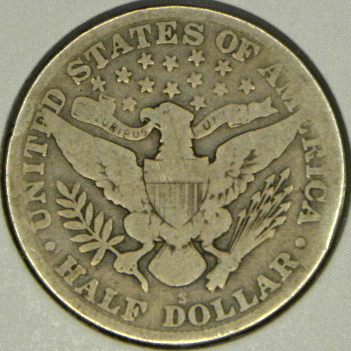 1915-S Barber Half Dollar (reverse)