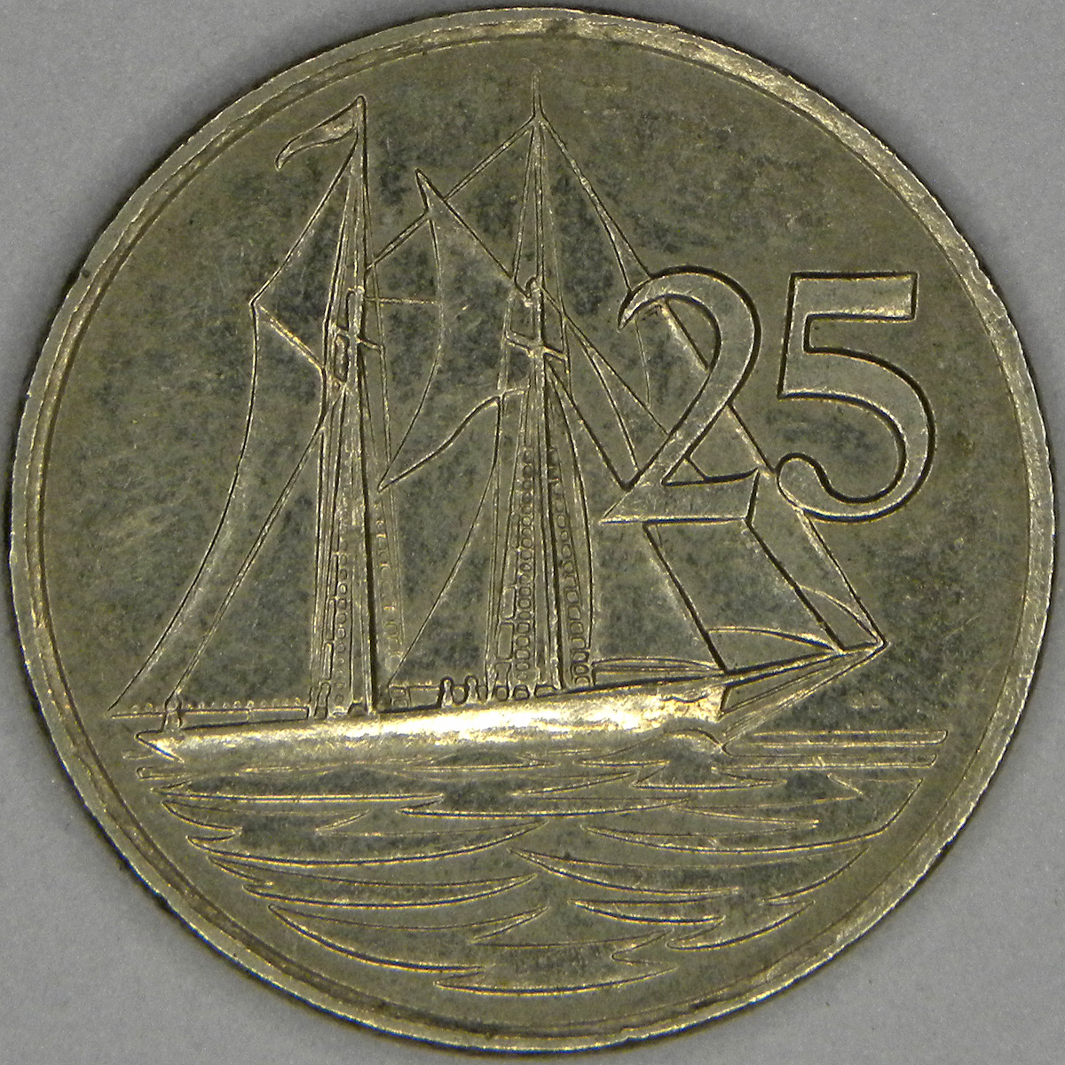 1990 Cayman Islands 25 cent coin (reverse)