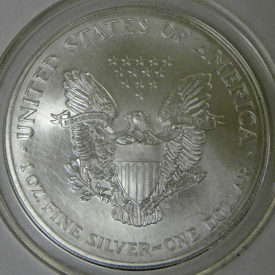 2001 colorized Silver Eagle (reverse)