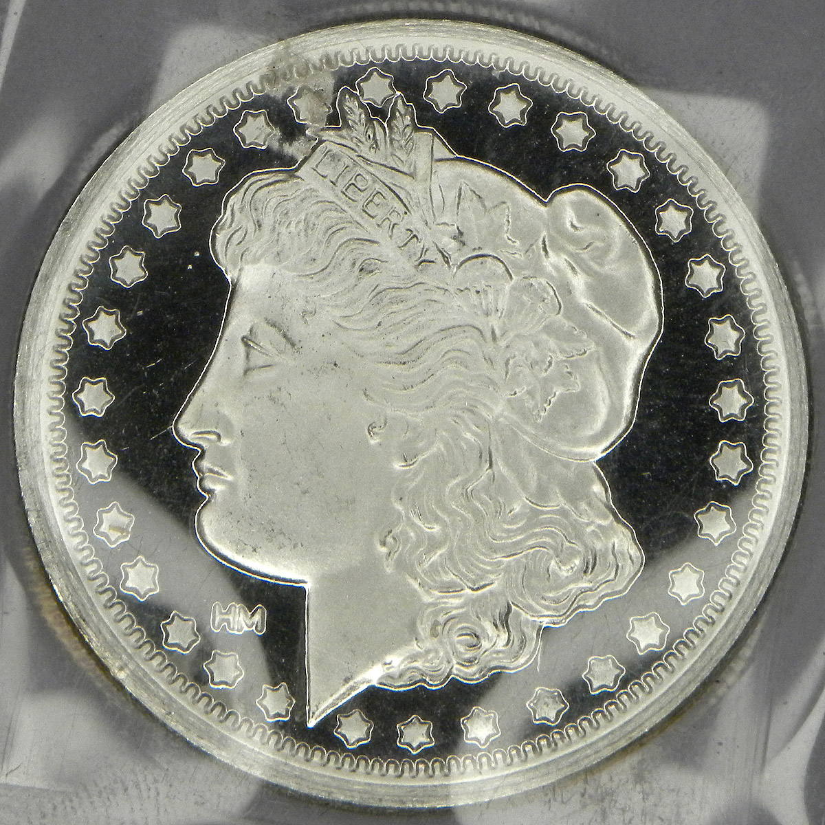 Silver Round with Morgan Dollar design (obverse)