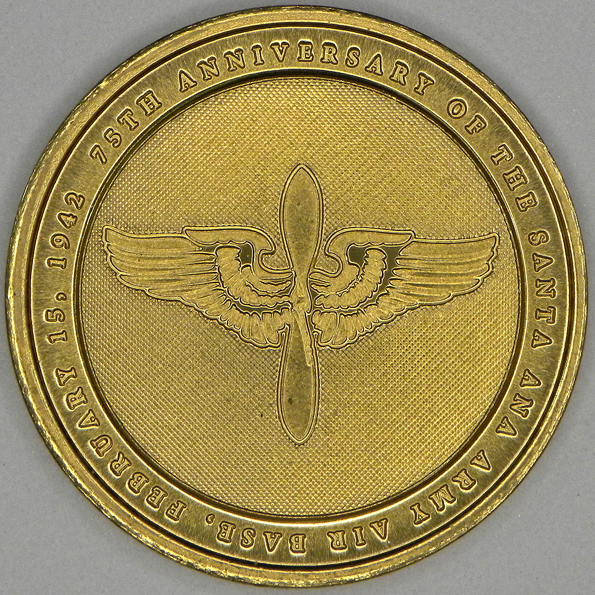 Santa Ana Army Air Base 75th Anniversary medal (obverse)