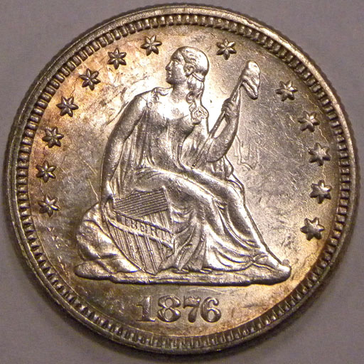 1876 Liberty Seated Quarter (obverse)