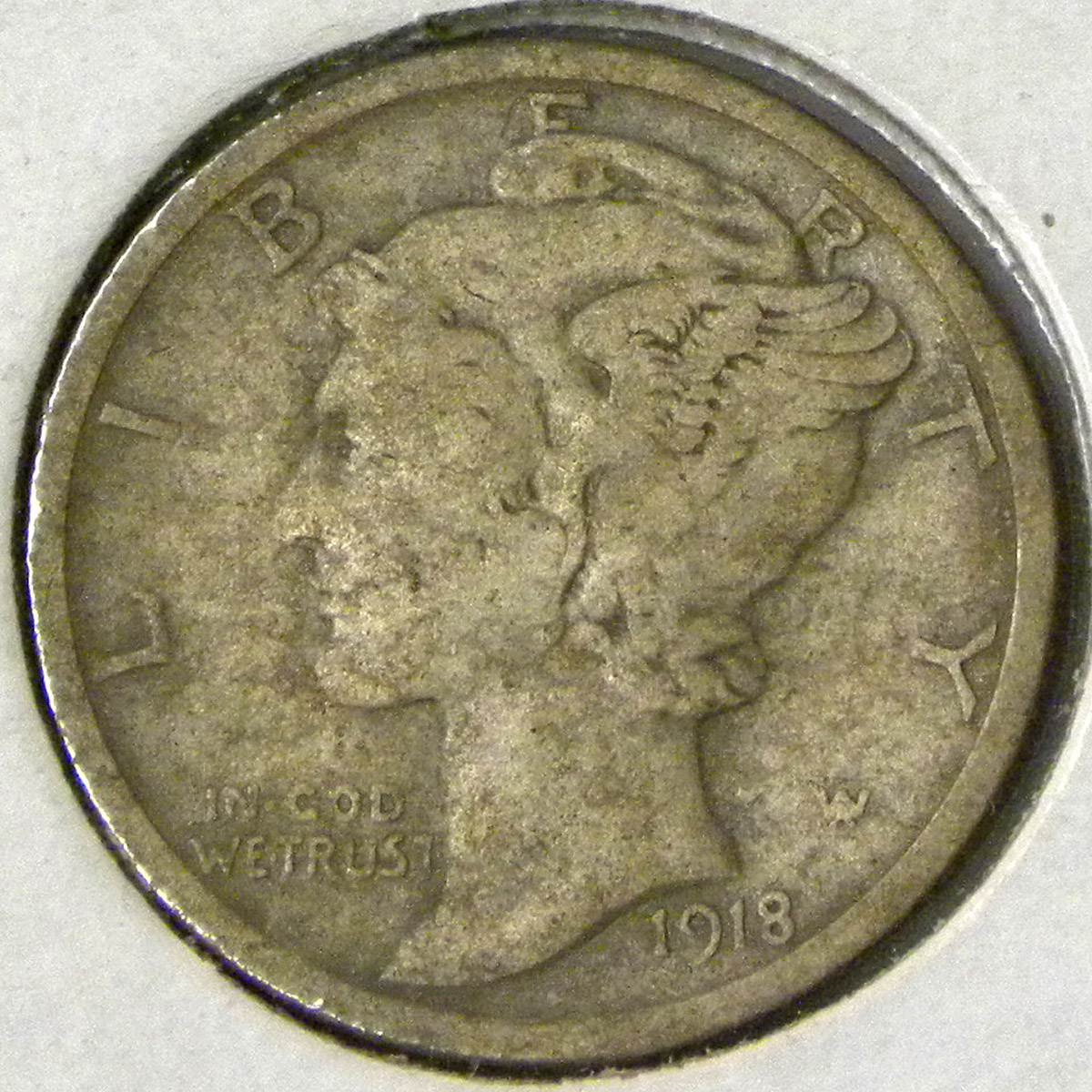 1918-S Mercury Dime (obverse)