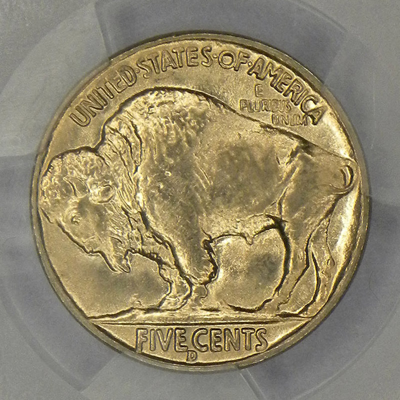 1938-D Buffalo Nickel PCGS MS67 (reverse)