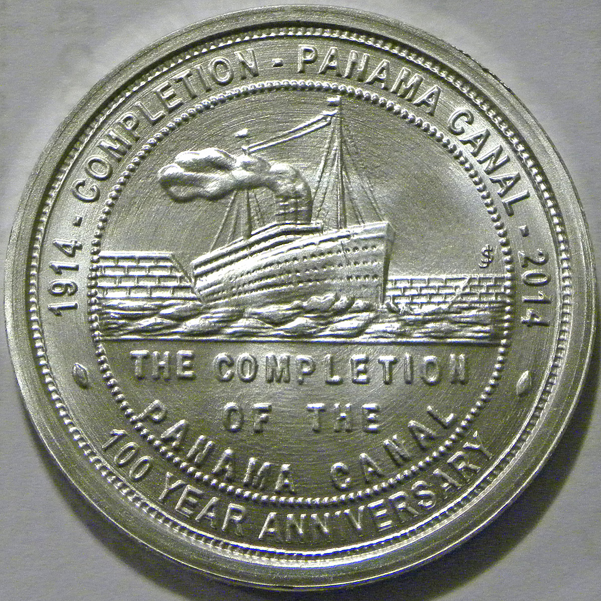 Panama Canal centennial of completion (1914-2014) medal (reverse)