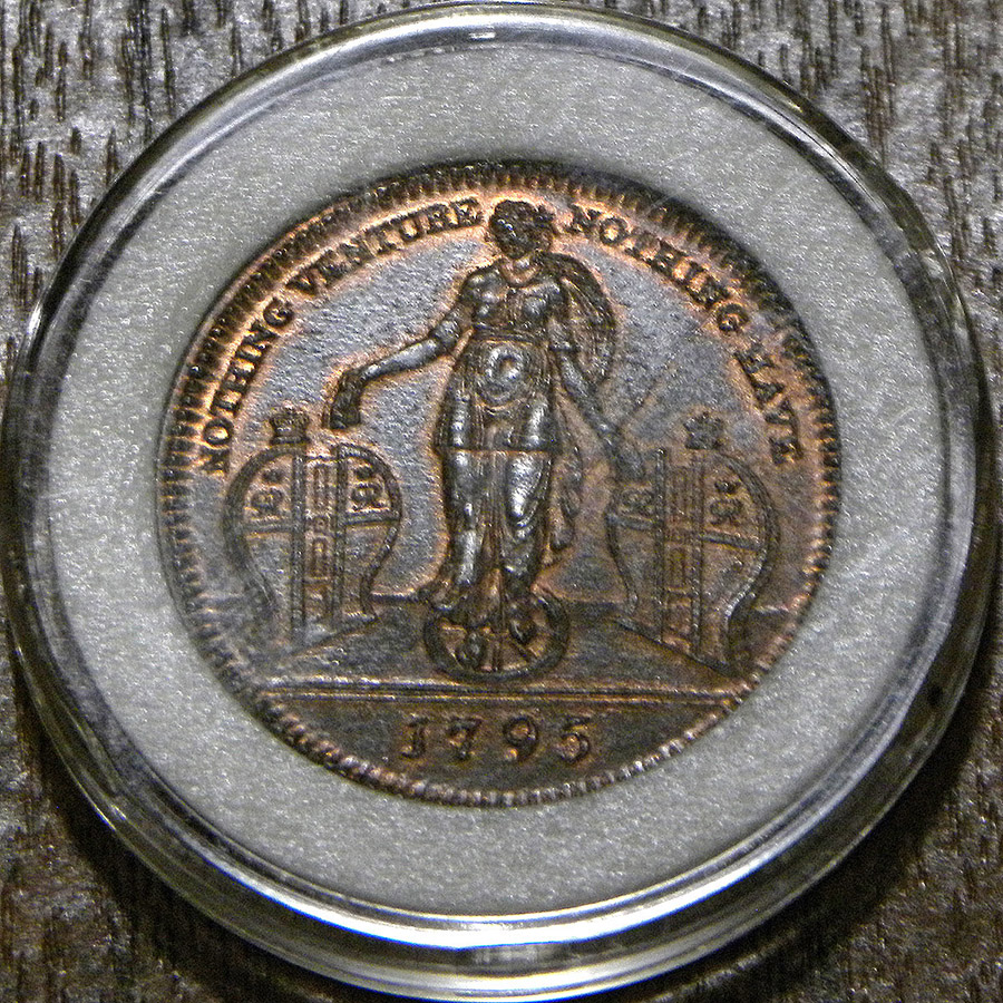 A 1795 British Conder token (obverse)