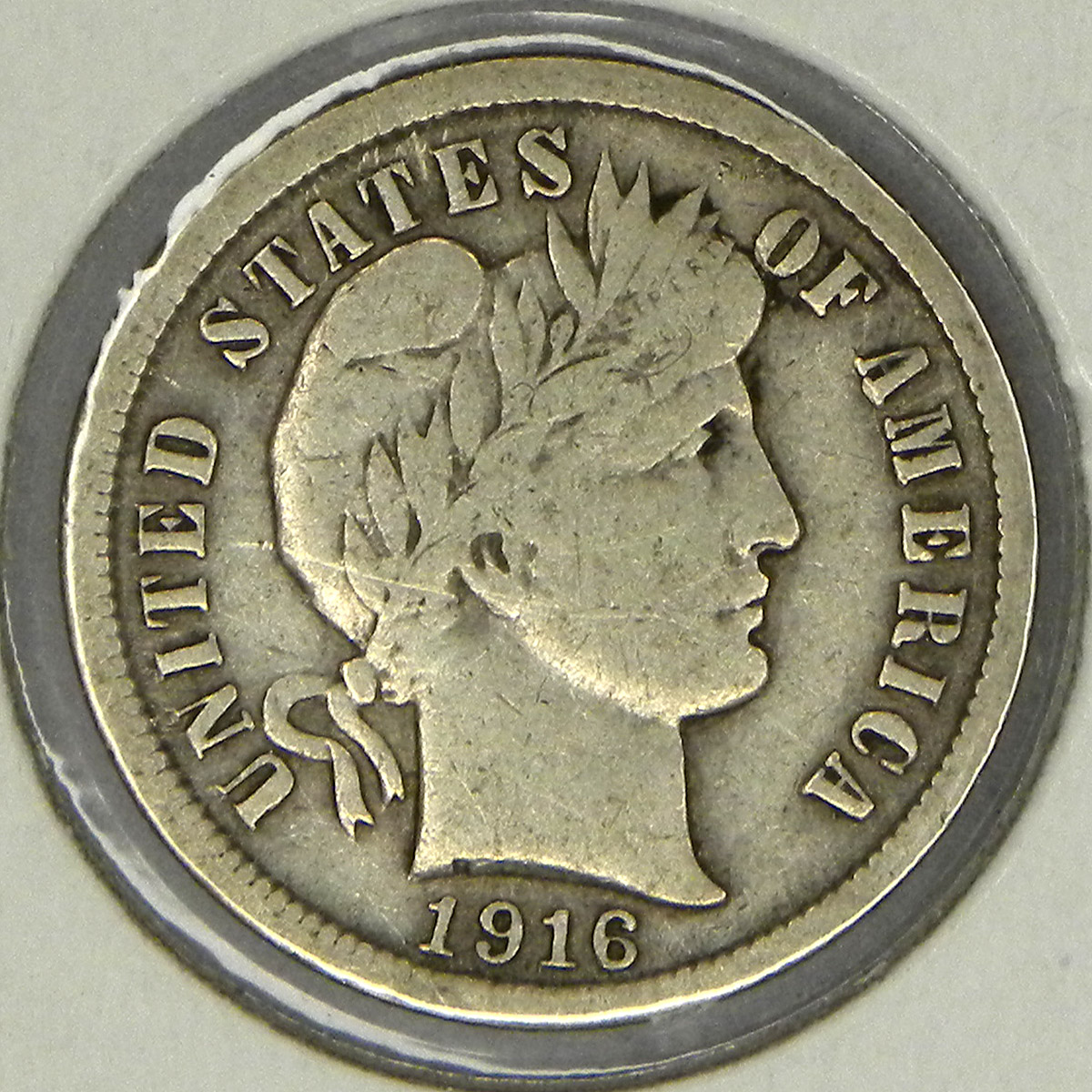 1916 Barber Dime (obverse)