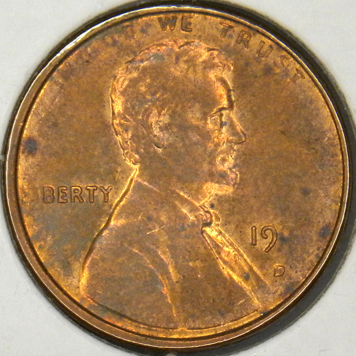 19??-D filled die Lincoln Cent (obverse)
